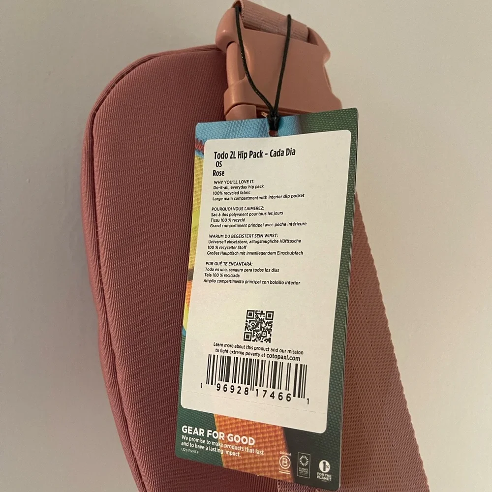 Cotopaxi Todo 2L Hip Pack - Cada Día in Dusty Rose Belt Bag - Picture 3 of 4